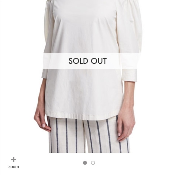 Theory / Joscla Icon Shirting cotton poplin Off the Shoulder Top Blouse L - Picture 2 of 7